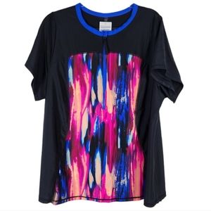 Lane Bryant LIVI Active Black Blue Pink Rashguard Rash Guard Size 26/28 NWT